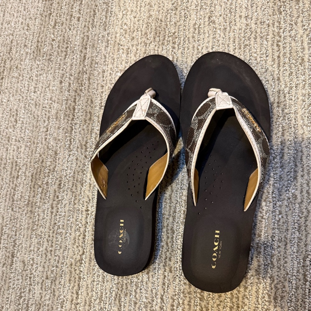 Coach Women's Black and Gold Sandals